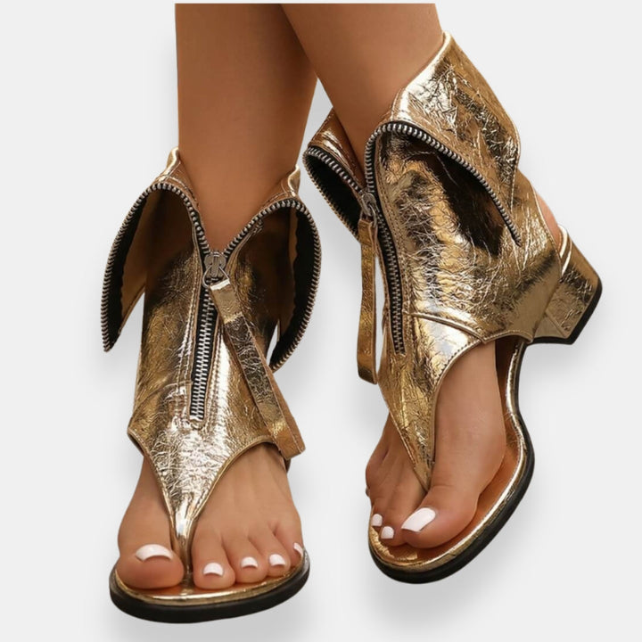 Octavienne | Sandalias metalizadas con cremallera, chic y de moda