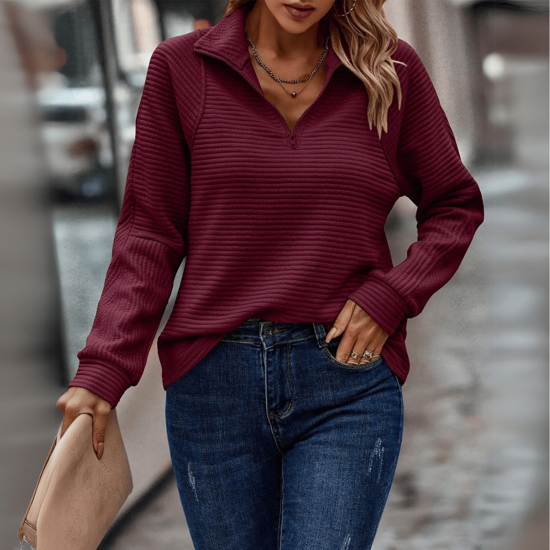 Jenica | Suéter Chic de Media Cremallera
